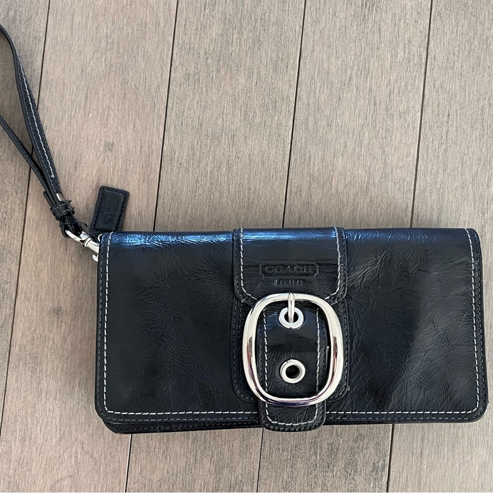 Coach y2k Black Leather wristlet wallet